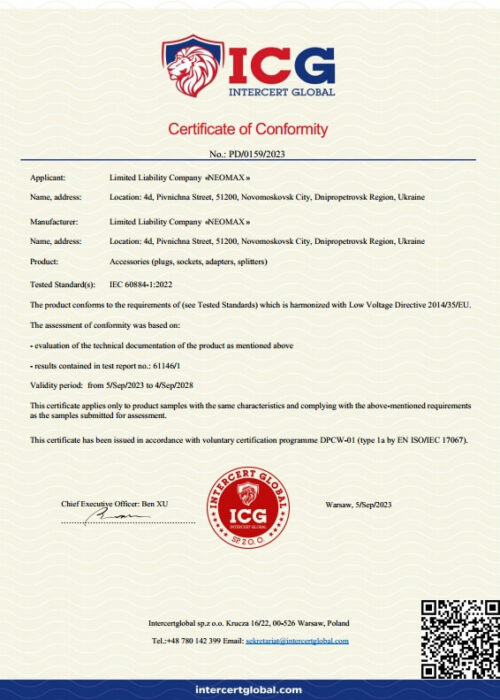 Certificate of conformity LVD Neomax (Poland)